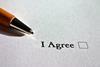 Contract agreement tick-box and pen
