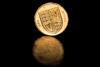 pound coin on dark background