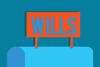 Graphic of a block with a large 'Wills' sign on top