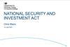 The first slide of Chris Blairs' presentation, titled 'National Security and Investment act'
