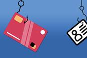 Graphic of credit and identity cards hanging from hooks