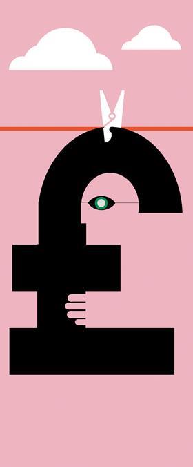 money handing from washing line