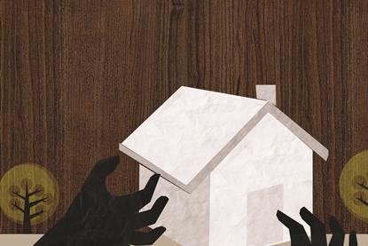 Property claims - hands reaching out towards a house