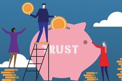 Trusts: people putting coins in a piggy bank