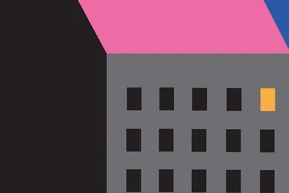 Apartment building with top window lit up