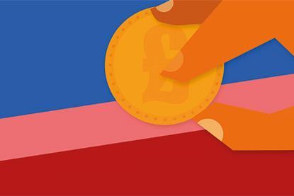 Graphic of hand rolling a coin down a slope