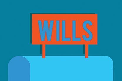 Graphic of a block with a large 'Wills' sign on top