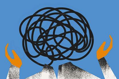 A person holds their hands up in confusion. In the place of their head is a large messy scribble.