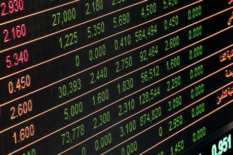 Investment stocks and shares data board