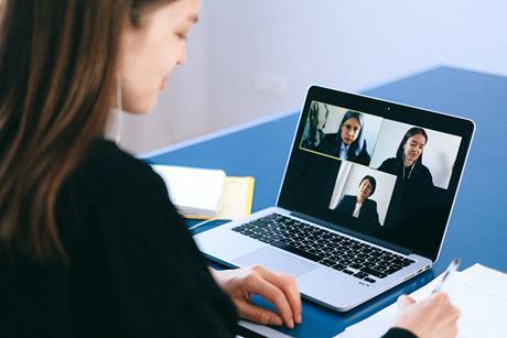 Video conference on laptop