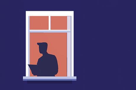 Silhouette of someone holding a document standing in an apartment window