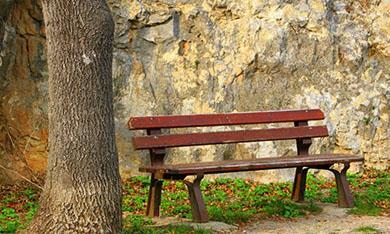 Empty wooden bench - mental health and bereavement