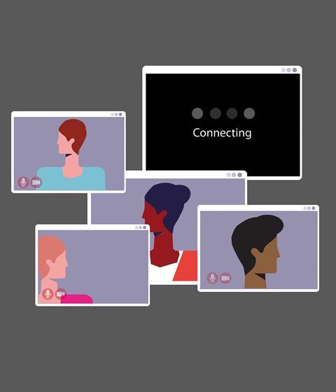 Connect: four people in separate windows for a video call