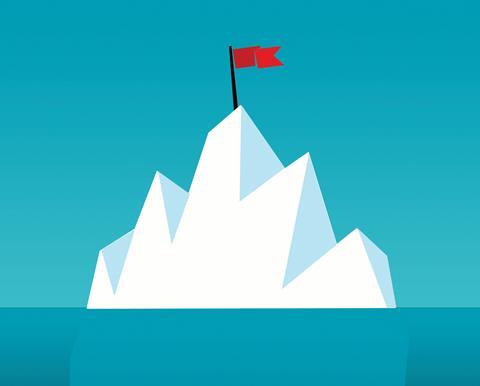Iceberg with red flag