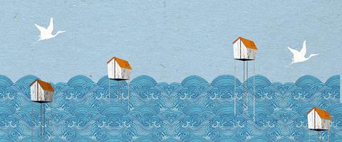 houses on stilts in the sea